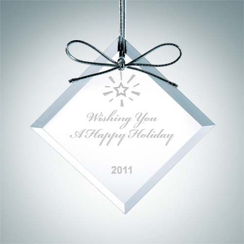 Premium Square Diamond Ornament | Clear Glass