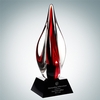 Art Glass Red Contemporary Award with Black Crystal Base