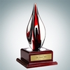 Art Glass Red Contemporary Award with Rosewood Base