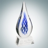 Art Glass Ocean River Award with Crystal Base