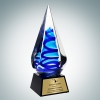 Art Glass Blue Ocean Spiral Award with Gold Plate