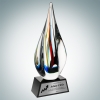 Art Glass Candy Stripes Award with Black Base and Silver Plate