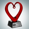 Art Glass The Whole Heart Award with Black Base and Silver Plate