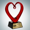 Art Glass The Whole Heart Award with Black Base and Gold Plate