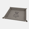 Gray Laserable Leatherette Snap Up Tray with Silver Snaps