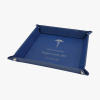 Blue/Silver Laserable Leatherette Snap Up Tray with Silver Snaps