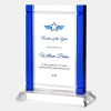 Color Imprinted Classic Blue Deco Award (Crystal Base) | Optical Crystal