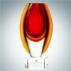Art Glass Sunfire Red Vase with Base | Optical Crystal, Molten Glass