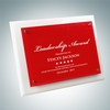 White Wood Plaque - Floating Red Glass Plate | Jade Glass, Wood