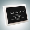 White Wood Plaque - Floating Black Glass Plate | Jade Glass, Wood