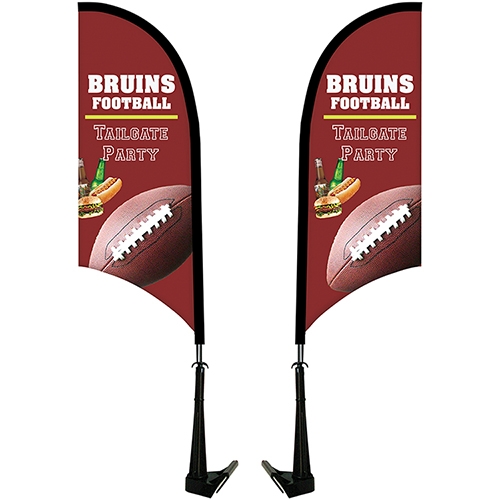 Double Sided Portable Half Drop Car Flag - Non-Adjustable Base