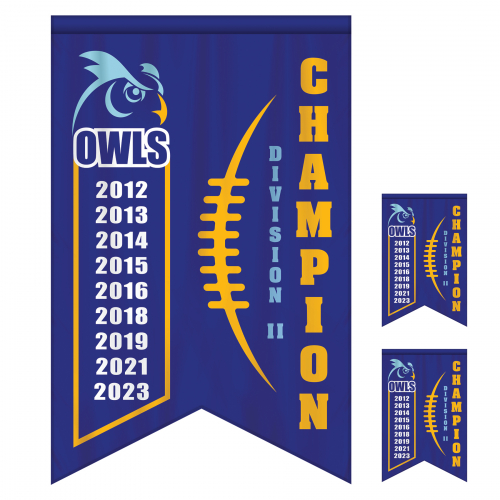 4' x 6' Championship Banner Double Sided Dove Tail Cut