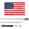 8' Silver Inground Economy Aluminum Display Pole w/ 3' x 5' Printed US Flag