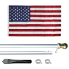 10' Silver Inground Economy Aluminum Display Pole w/ 3' x 5' Embroidered US Flag