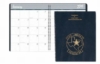 Calendar Year Monthly Planner w/Blue Embossed Simulated Leather Cover