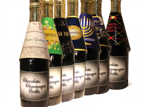 Season's Greetings Chocolate Champagne Bottles