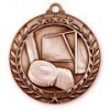 Antique Hockey Wreath Award Medallion (1-3/4