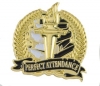 Bright Gold Academic Perfect Attendance Lapel Pin (1-1/8