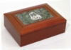 Walnut Finish Keepsake Box - Walnut Finish Box with Green Marble Insert