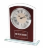 Glass & Wood Desk Alarm Clock w/ Silver Trim