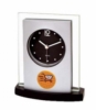 Clock - Desk Top Glass/ Wood Clock with Black Dial