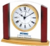 Glass & Wood Alarm Clock w/ Curved Florentine Base