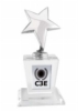 Silver Metal Star Mounted on Crystal Base Award Trophy