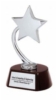 Trophy Award - Flying Silver Metal Star on High Gloss Piano Wood Finish Stand