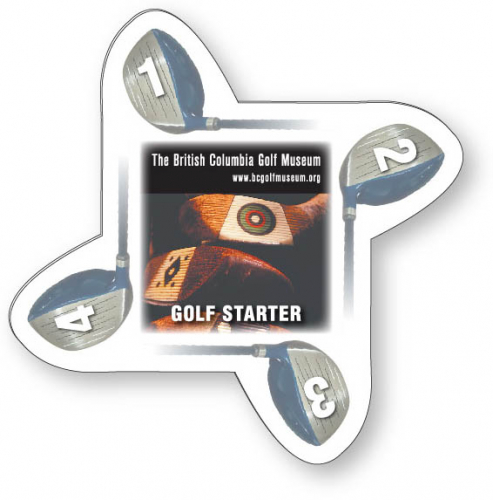 .020 White Plastic Double-Sided Golf Starter, Full Colour & Varnish