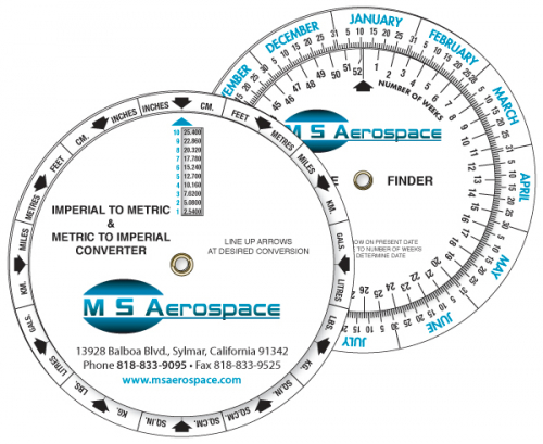 3 Wheel Imperial Metric Converter and Date Finder, Full Colour