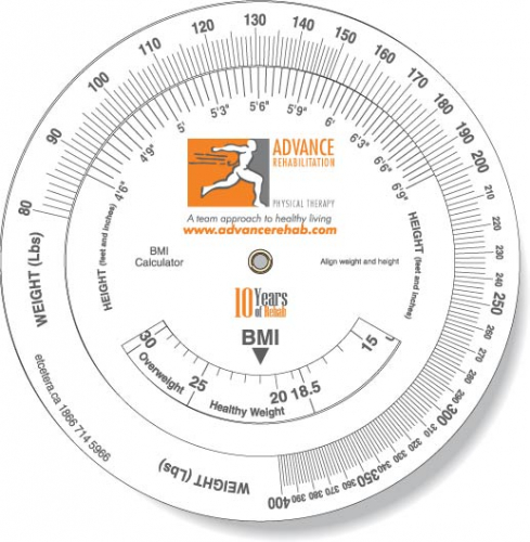 .020 White Plastic Body Mass Index Wheel Calculator (6