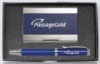 Carbon Fiber Rollerball Pen and Card Holder Set - Laser Engraved Color Lid