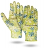 Flower Print Palm Dipped Gloves
