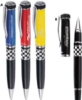 Itread™ Checkered Flag Wheel Top Ballpoint Pen & Rollerball Pen Set