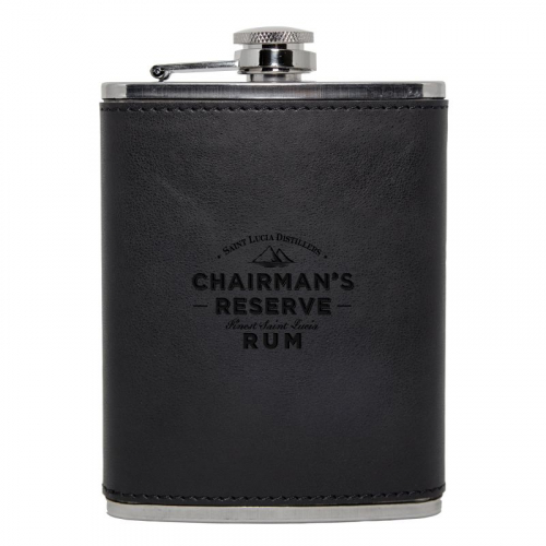 Stainless Steel & Black Leatherette Flask