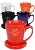 12 oz. Glossy Ceramic Latte Mugs with Ceramic Coasters