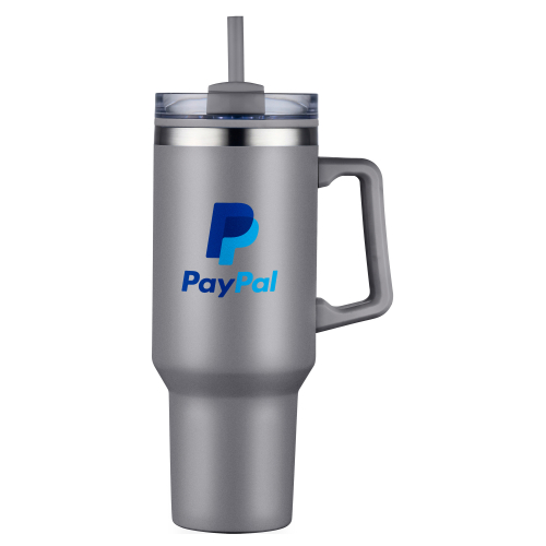 40 oz PP Lined Double Wall Tumbler With Handle & Straw