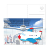 Post Card With Full-Color Blue Plane Luggage Tag