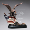 Bronze Antique Resin Cast Eagle With Flag And Beve