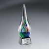 Colorful Art Glass Award On Black Glass Base With