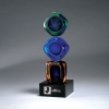 Distinctive Art Glass Cubeswith Black Lasered Plat