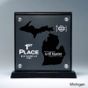 Frosted Lucite MI State Cutout on Risers Award