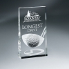 Optic Crystal Wedge With Golf Ball And Etched Club Design
