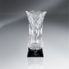 Lead Crystal Vase On Rich Black Glass Base - Medium With Black Lasered Plate