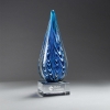 Blue With White Banner Art Glass On Clear Base