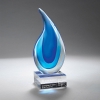 Light & Dark Blue Art Glass On Clear Base, Small