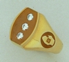 Corporate Fashion 14K Gold Men's Ring W/ 3 Gemstones in Oval Face