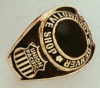 Traditional 14K Gold Corporate Ladies Ring W/ Small Round Center