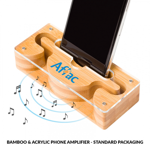 Bamboo & Acrylic Phone Amplifier with Standard Packaging