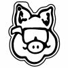 Pig w/Glasses Key Tag (Spot Color)